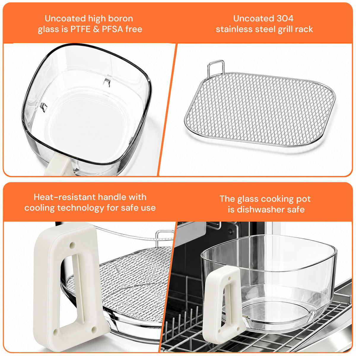 Kismile 5 Quart Glass Air Fryer, Non-Toxic PTFE-Free with 360° Visible Bowl, 8 Presets 12420KAF0 - Image 17
