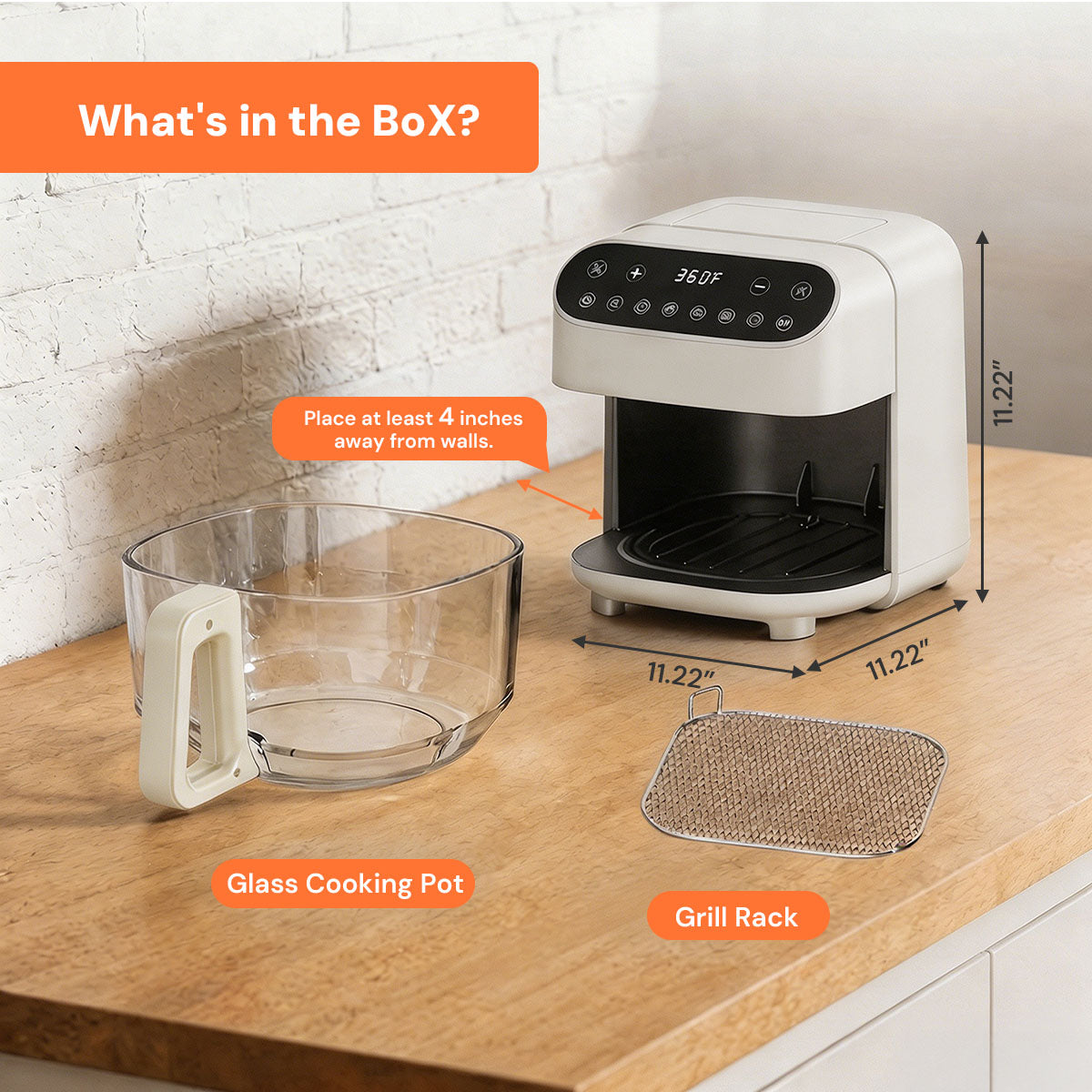 Kismile 5 Quart Glass Air Fryer, Non-Toxic PTFE-Free with 360° Visible Bowl, 8 Presets 12420KAF0 - Image 18