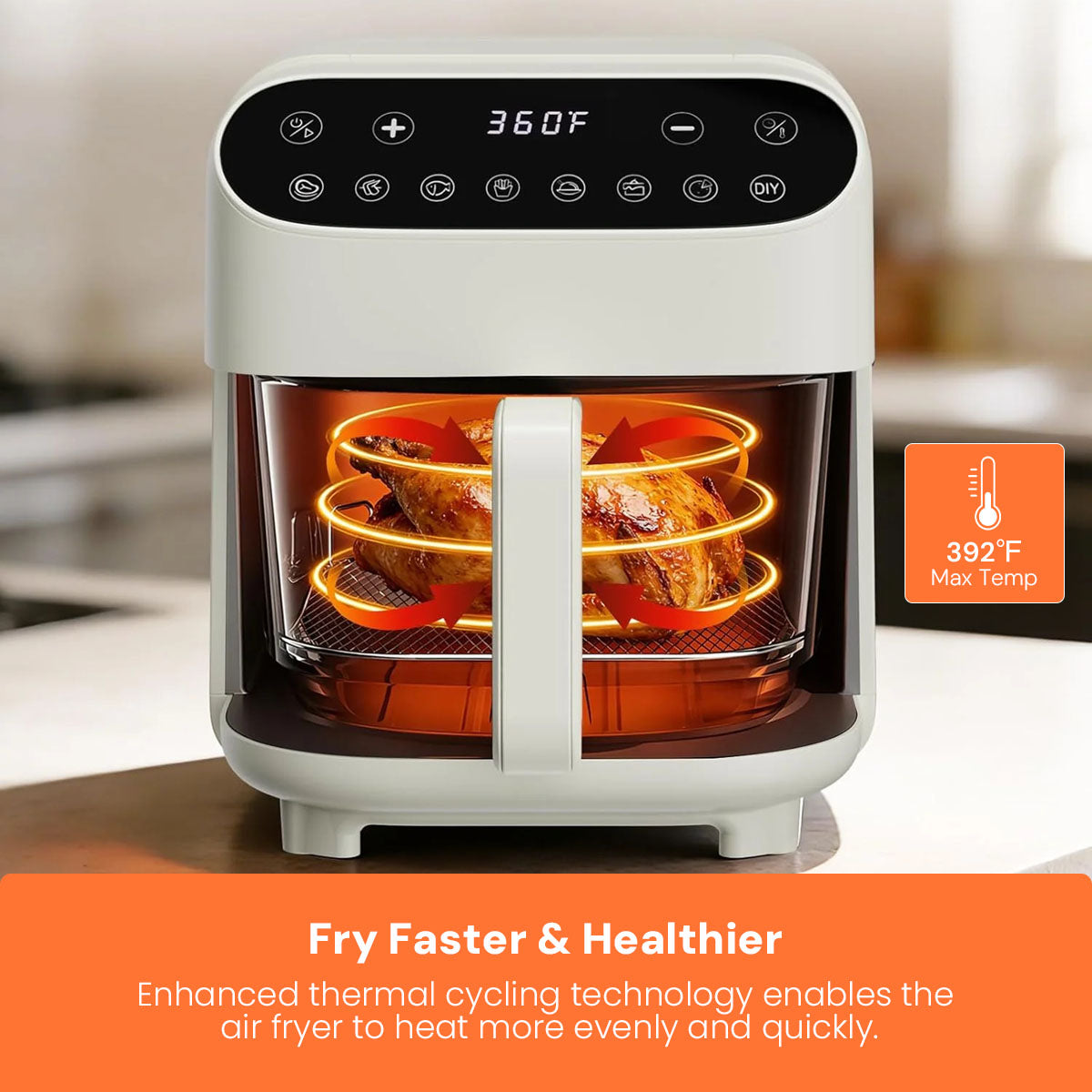 Kismile 5 Quart Glass Air Fryer, Non-Toxic PTFE-Free with 360° Visible Bowl, 8 Presets 12420KAF0 - Image 20