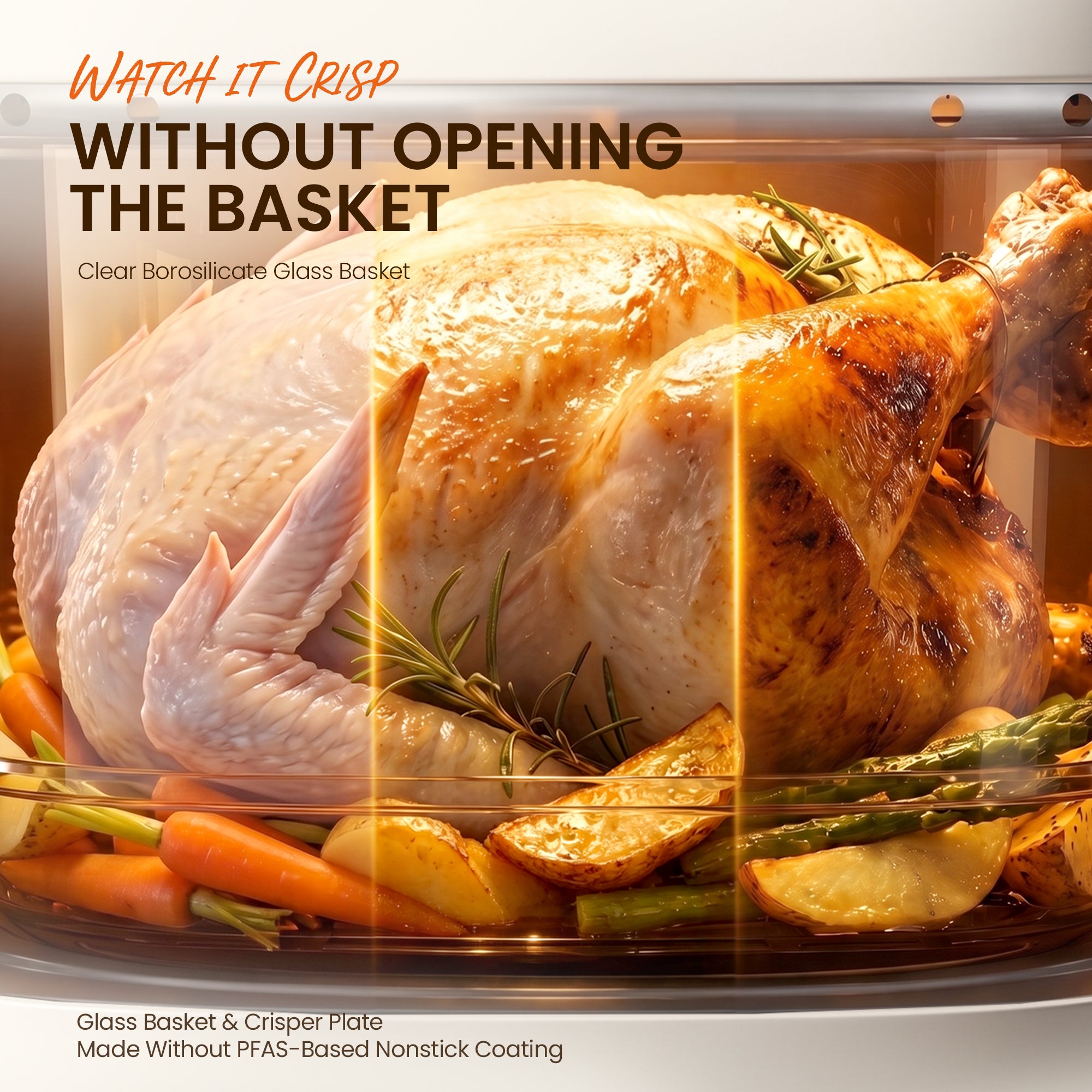 Kismile 8-in-1 AeroLucen 5 QT Glass Air Fryer with Clear Borosilicate Glass Basket AF9310 - Image 16