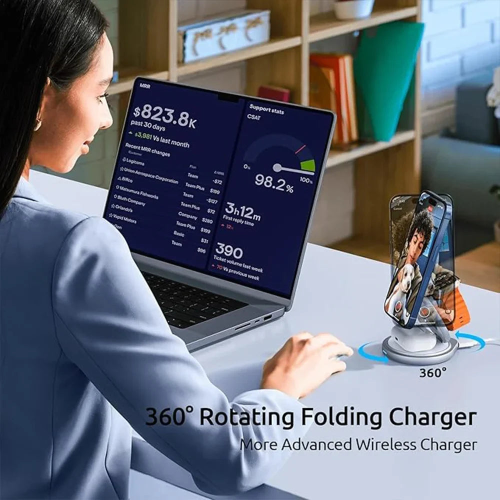 Magnetic Charging Stand with 3-in-1 Rotating Features - Image 5