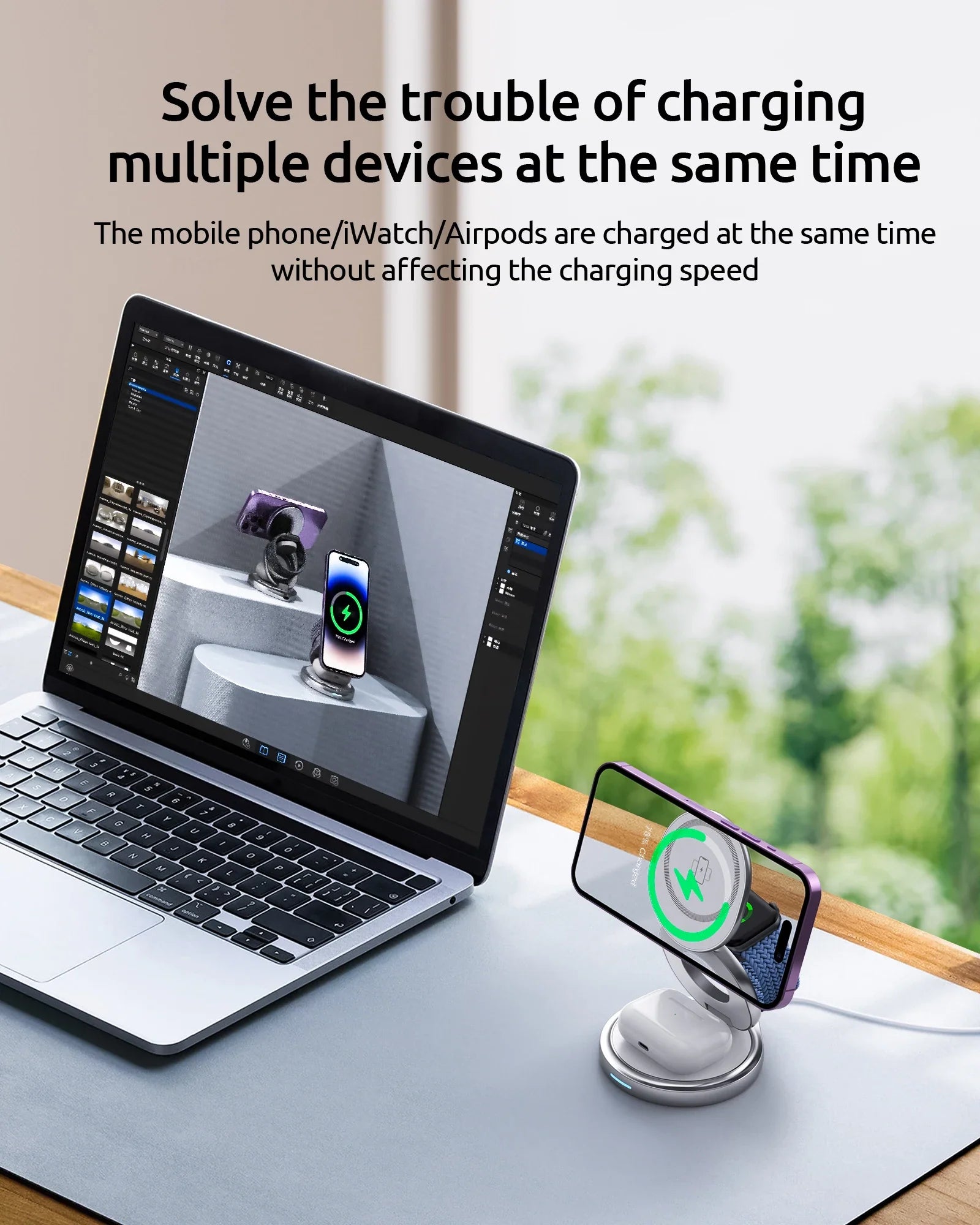Magnetic Charging Stand with 3-in-1 Rotating Features - Image 10