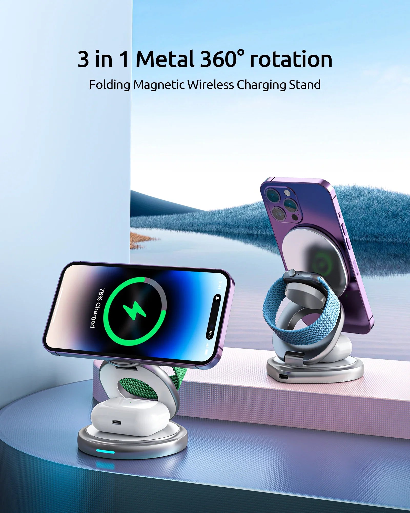 Magnetic Charging Stand with 3-in-1 Rotating Features - Image 6