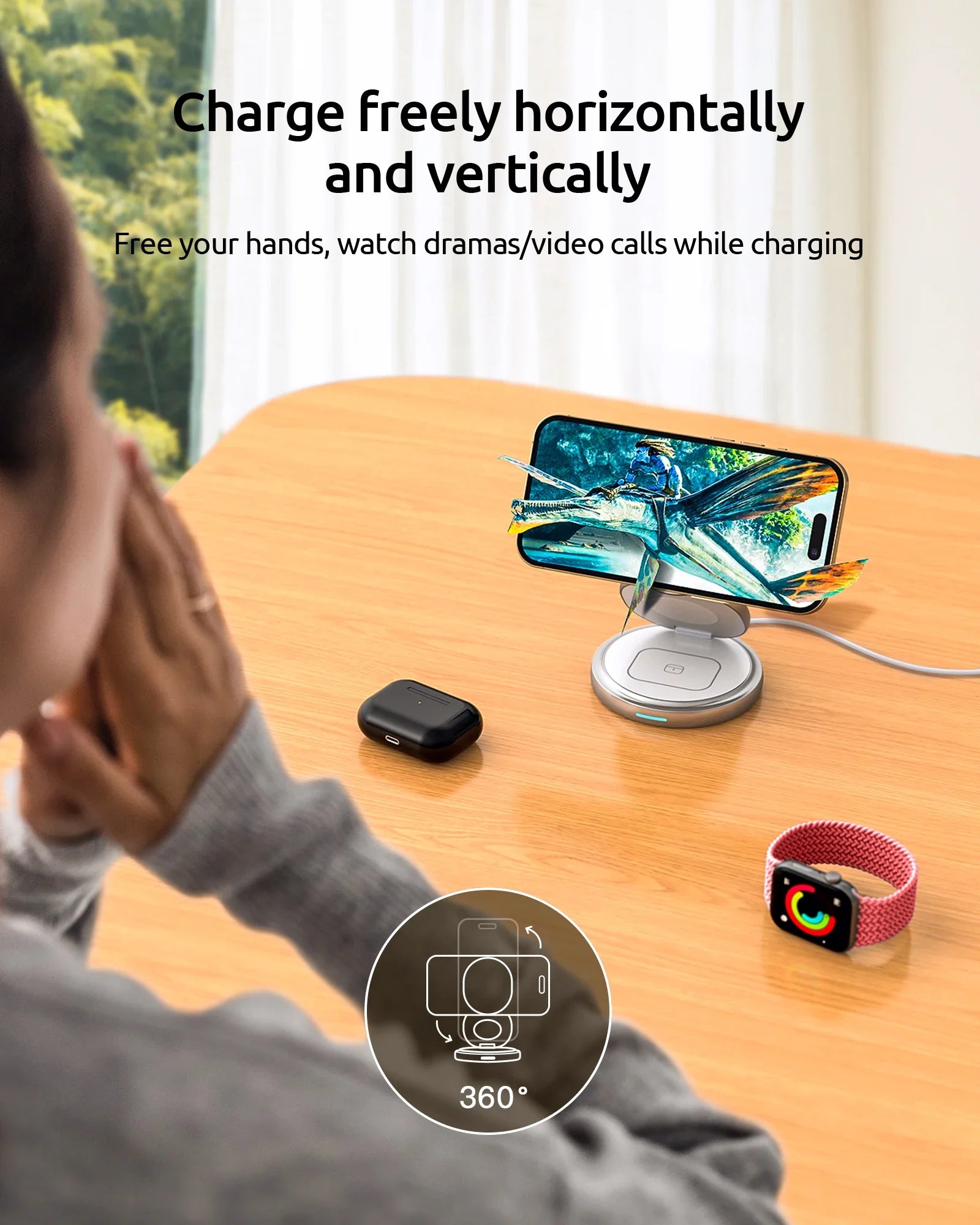 Magnetic Charging Stand with 3-in-1 Rotating Features - Image 9