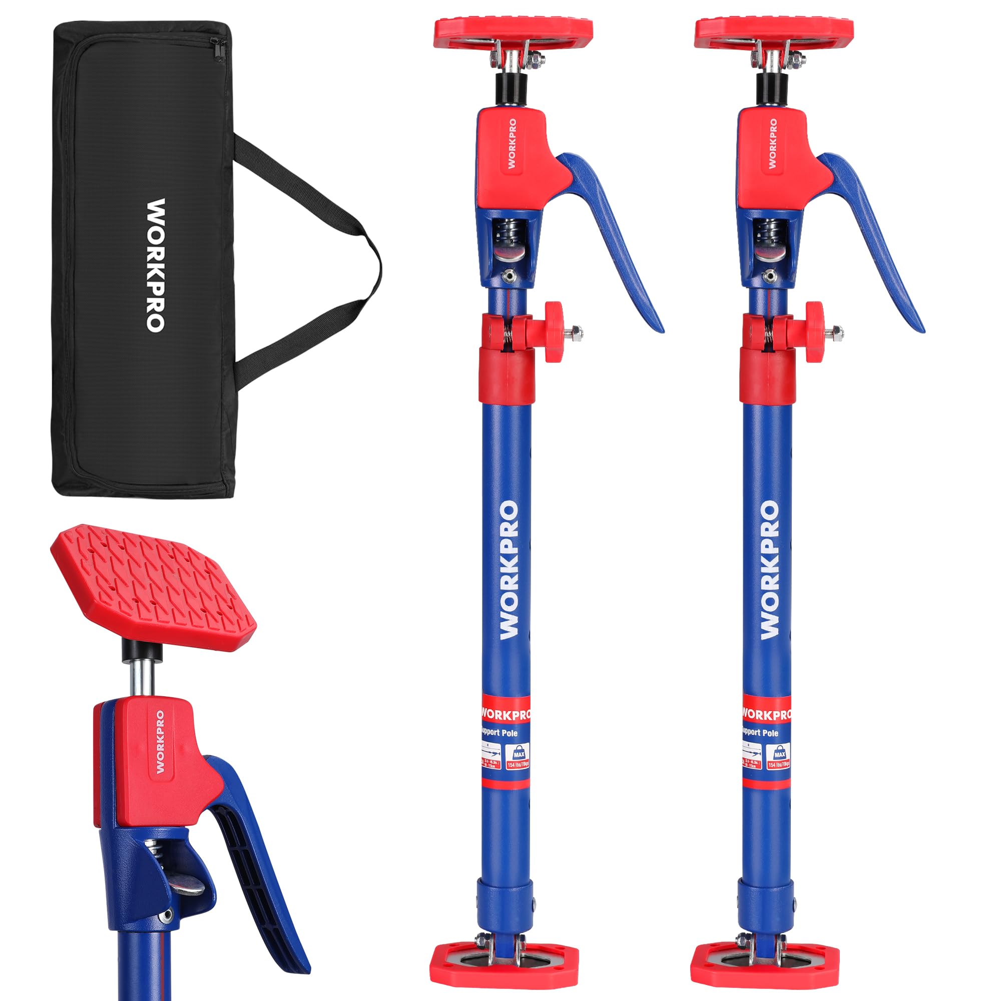 WORKPRO Cabinet Jack Support Pole, 23-5/8" to 45-1/4" Adjustable, 154 lbs, 2-Pack