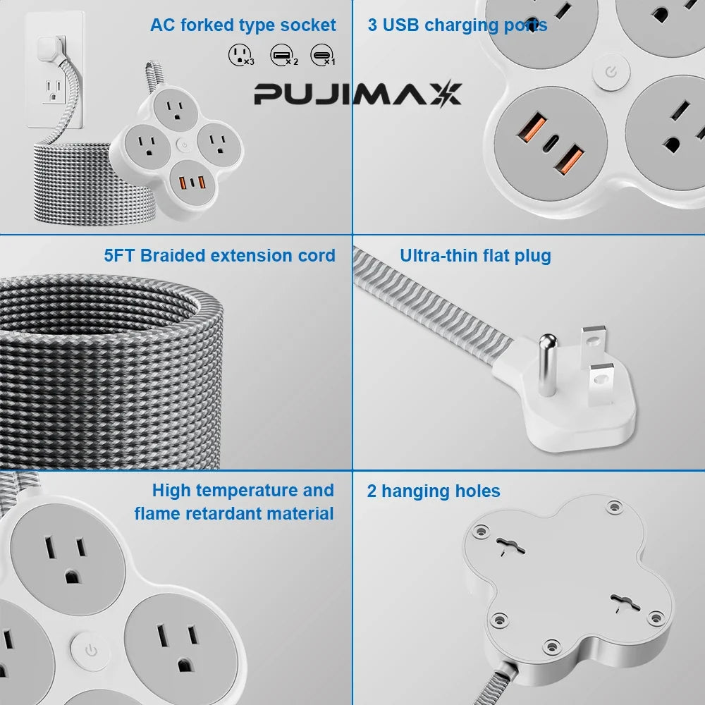 Multi-Outlet Power Strip with Braided Cable - Image 12