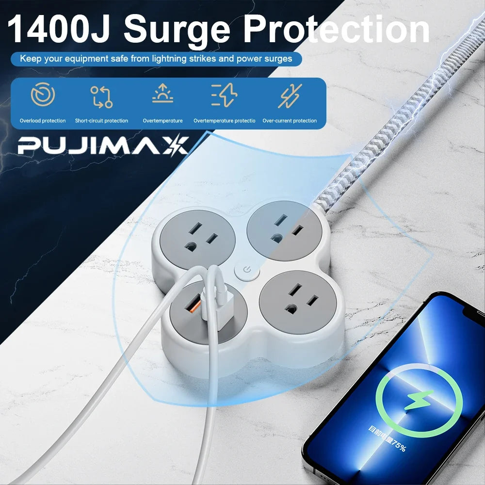 Multi-Outlet Power Strip with Braided Cable - Image 4