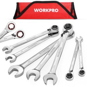 WORKPRO 7-Piece 3-in-1 Reversible Ratchet Wrench Set, SAE