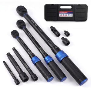WORKPRO 9PCS Click Torque Wrench Set, 1/4" 3/8" 1/2" Drive, &plusmn;3% Accuracy