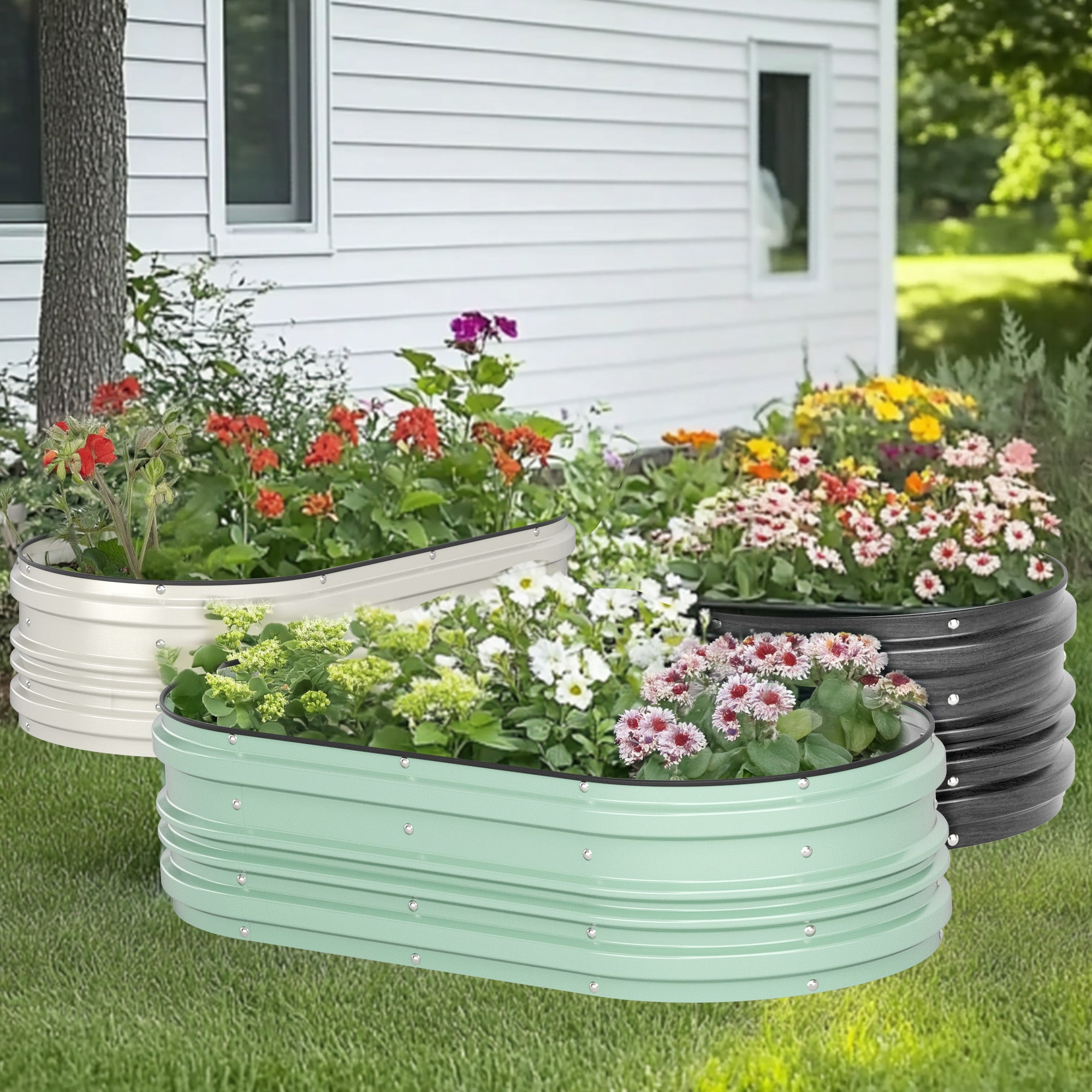 WORKPRO 4x2x1ft Galvanized Raised Garden Bed Set, Rust & Corrosion Protection, Easy Assembly, Safe Edge, Ideal for Vegetables & Flowers, Green, 2 Pcs - Image 7