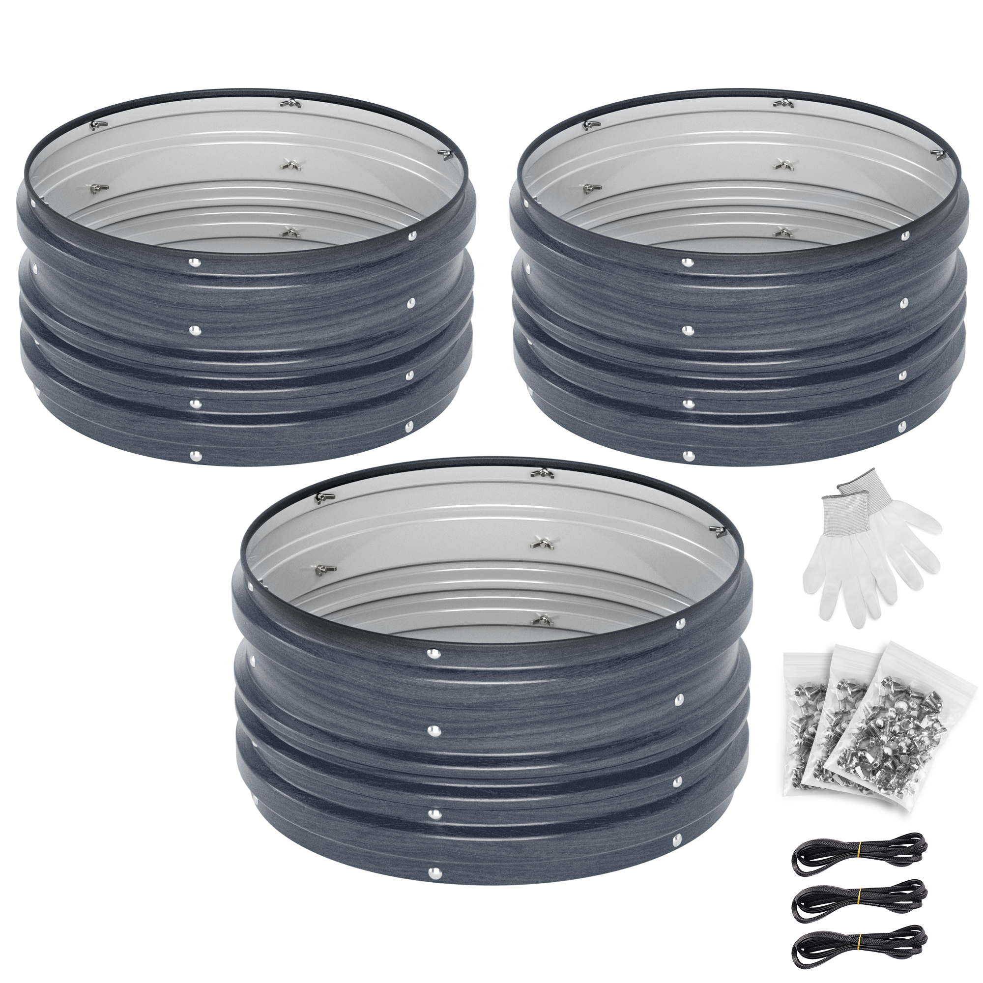 WORKPRO 3PK 2x2x1ft Outdoor Galvanized Raised Garden Bed Kit, Rust & Corrosion Protection, Easy Assembly, Safe Edge, Ideal for Vegetables & Flowers, Dark Gray - Image 2