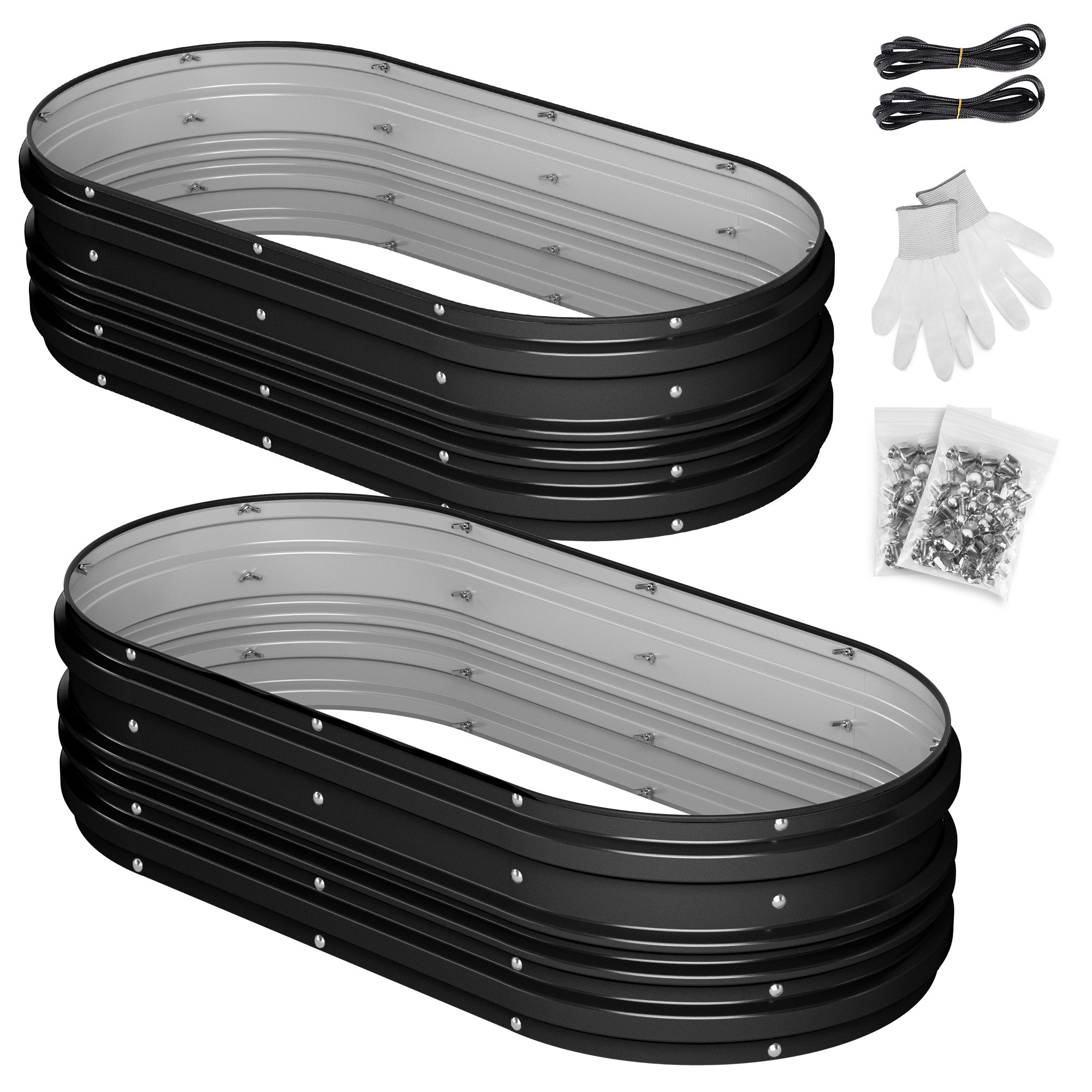 WORKPRO 4x2x1ft Galvanized Raised Garden Bed Set, Rust & Corrosion Protection, Easy Assembly, Safe Edge, Ideal for Vegetables & Flowers, Black, 2 Pcs - Image 2