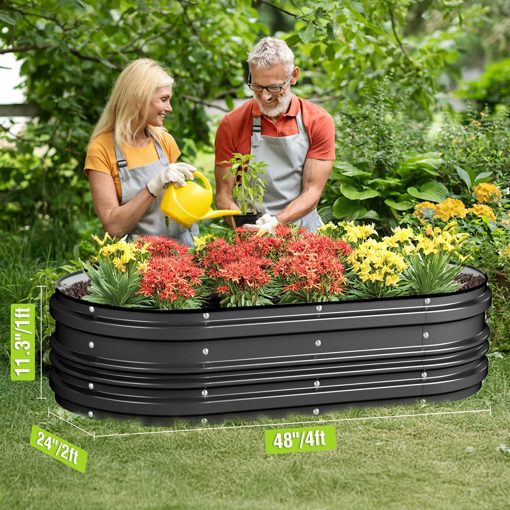 WORKPRO 4x2x1ft Galvanized Raised Garden Bed Set, Rust & Corrosion Protection, Easy Assembly, Safe Edge, Ideal for Vegetables & Flowers, Black, 2 Pcs - Image 10