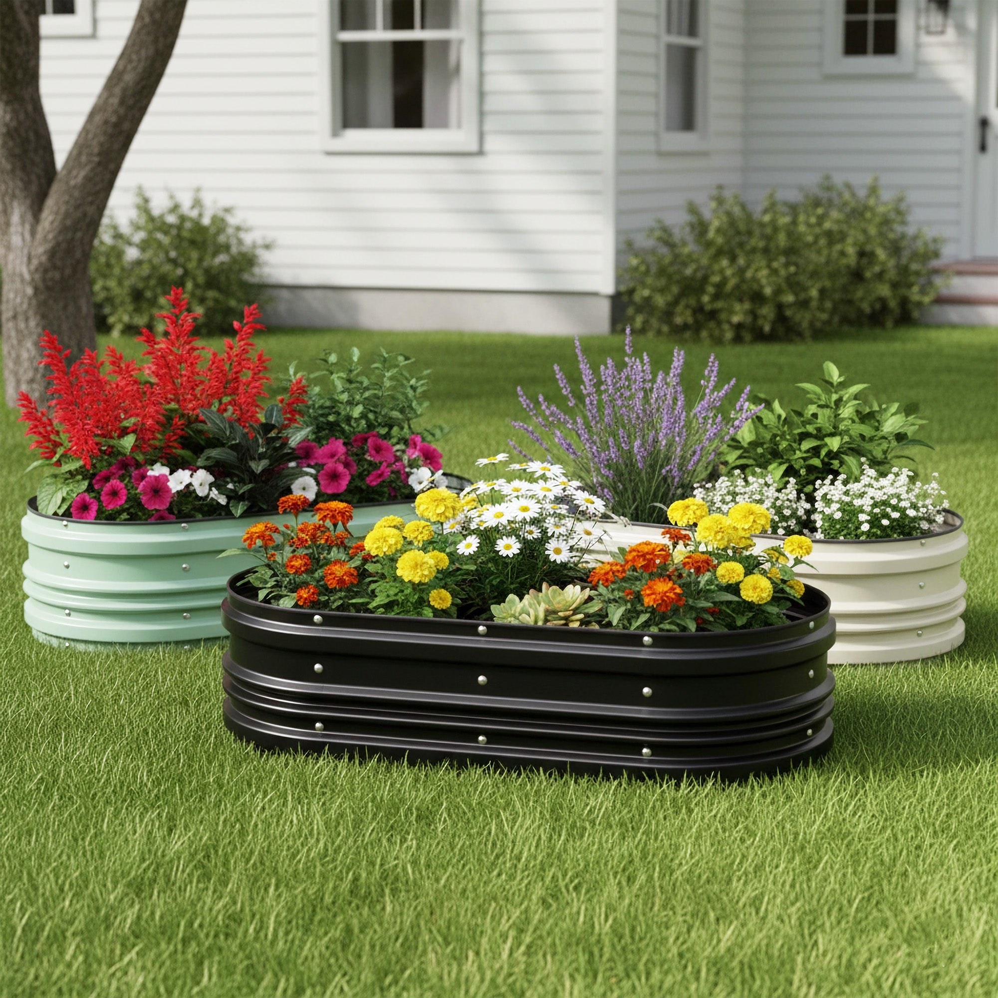 WORKPRO 4x2x1ft Galvanized Raised Garden Bed Set, Rust & Corrosion Protection, Easy Assembly, Safe Edge, Ideal for Vegetables & Flowers, Black, 2 Pcs - Image 11