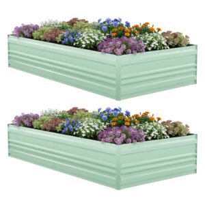 WORKPRO 7.5x4x1ft Outdoor Galvanized Metal Raised Garden Bed, Green, 2PK