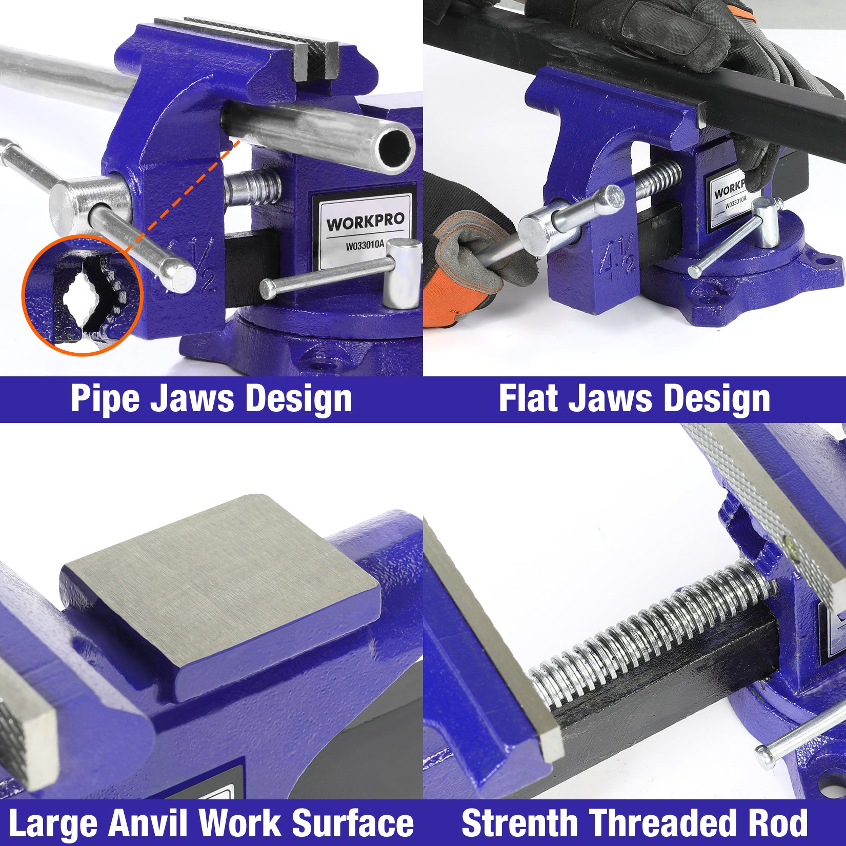 WORKPRO Bench Vise 4-1/2" Vice for Workbench - Image 5