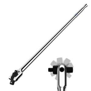 WORKPRO Dual Drive Breaker Bar, 3/8" & 1/2" Drive, Heavy Duty Breaker Bars, 24-inch Length with 360&deg; Rotatable Head, Spring-loaded Detent Ball, Chrome Vanadium Steel Made