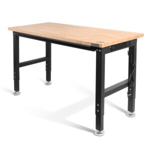 WORKPRO 48"&times;20" Adjustable Workbench 2000 LBS Load Capacity Hardwood Worktable with Power Outlets