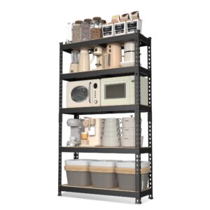 WORKPRO 5-Tier Adjustable Steel Shelving, 27-2/5"W x 11-7/10"D x 60"H, Heavy Duty Shelf with MDF Board, 1650 lbs Load Capacity (Total)