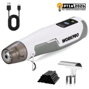 WORKPRO 7.2V Cordless Mini Heat Gun for DIY Crafts, 4000mAh Hot Air Gun, 1.5s Fast Heating, 3 Temp Settings (Cool/572&deg;F/842&deg;F), USB-C Rechargeable