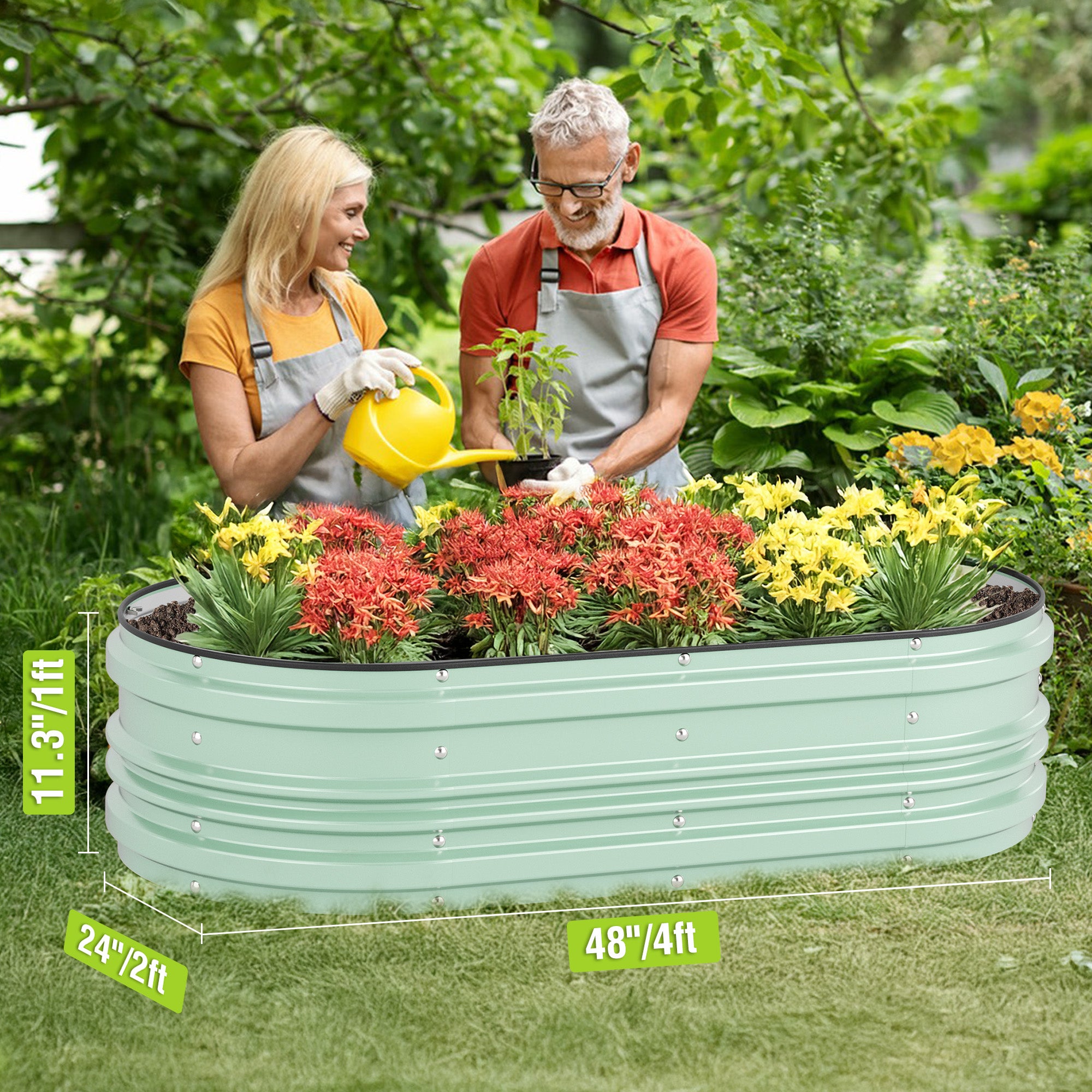 WORKPRO 4x2x1ft Galvanized Raised Garden Bed Set, Rust & Corrosion Protection, Easy Assembly, Safe Edge, Ideal for Vegetables & Flowers, Green, 1 Pc - Image 8