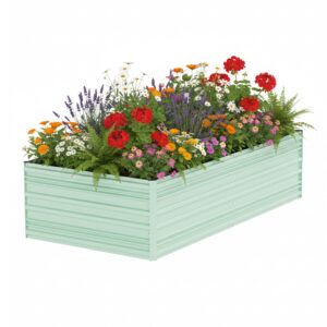 WORKPRO 7.5x4x2ft Outdoor Galvanized Metal Raised Garden Bed, Green