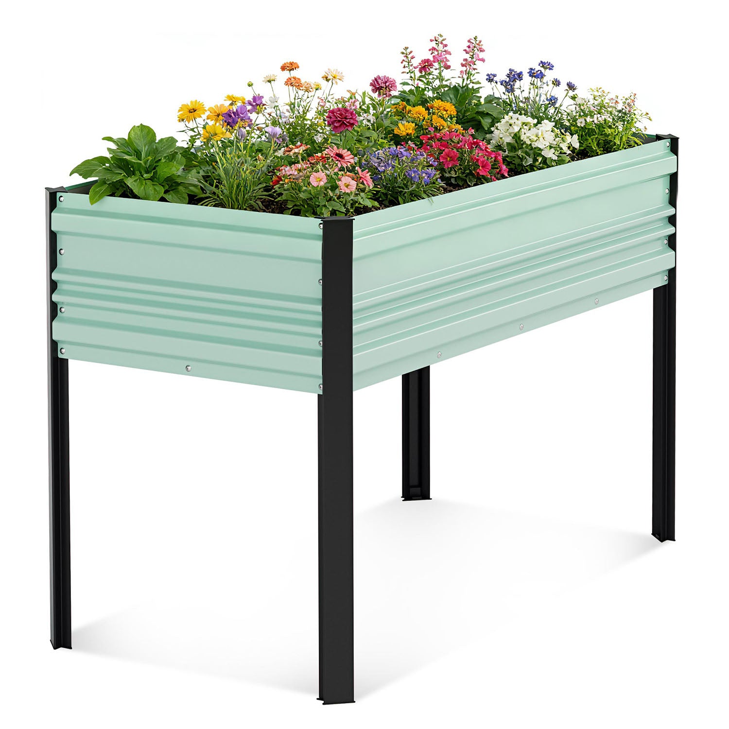 WORKPRO 48x24x32in Outdoor Galvanized Raised Garden Bed with Legs, 600LB Elevated Planter Box for Vegetable, Flowers, Herbs, Green