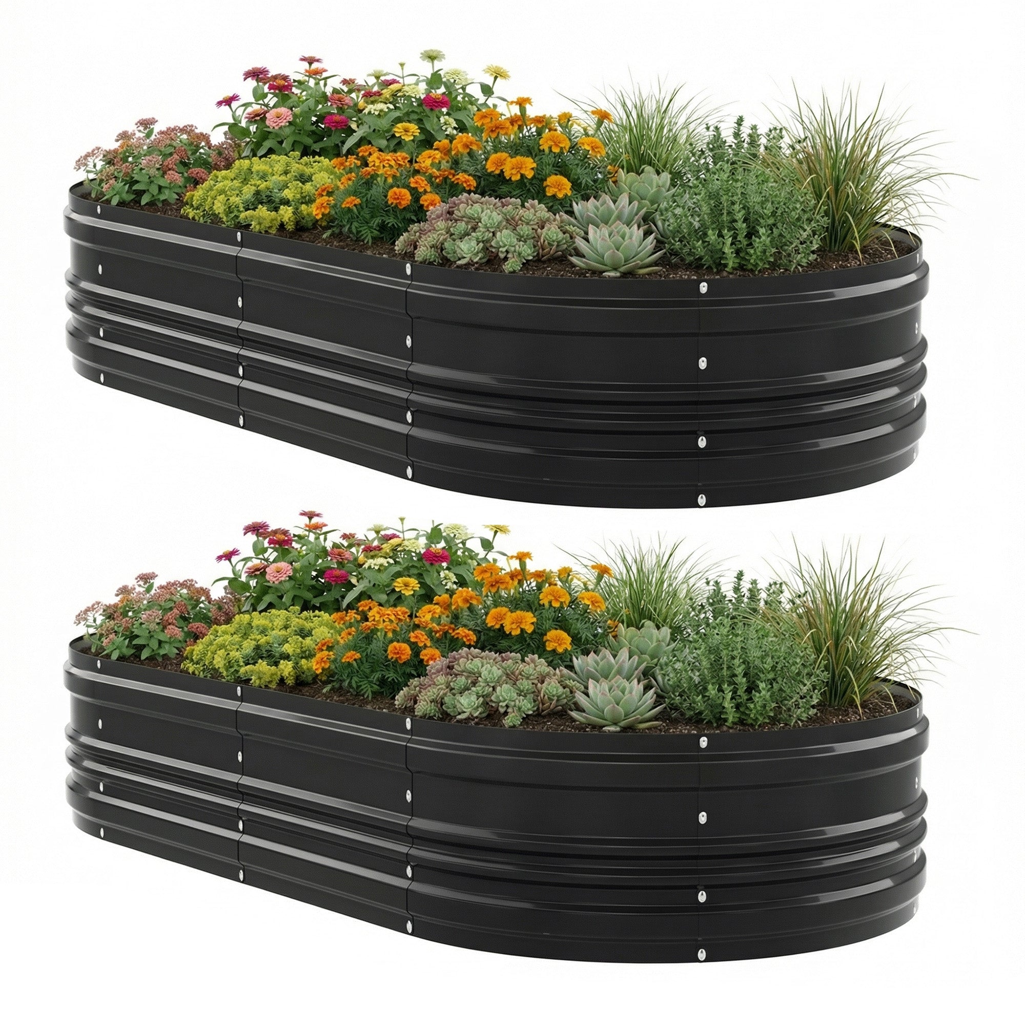 WORKPRO 2PK 8x4x1ft Outdoor Galvanized Raised Garden Bed, Easy Assembly Planter Raised Beds for Vegetable, Flowers, Herbs, Black - Image 2