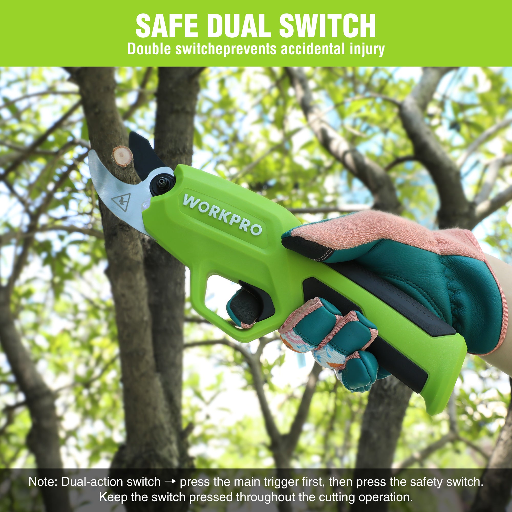 WORKPRO 7.2V Cordless Electric Pruning Shears/Tree Pruner with Rechargeable Battery, 0.8 Inch Cutting Diameter - Image 7