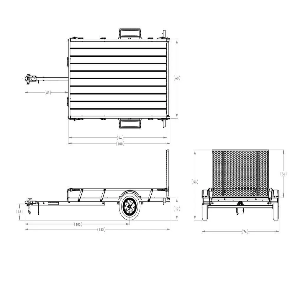 Karavan 5 ft. x 8 ft. Wood Floor Utility Trailer w Sliding Rail System - Image 2