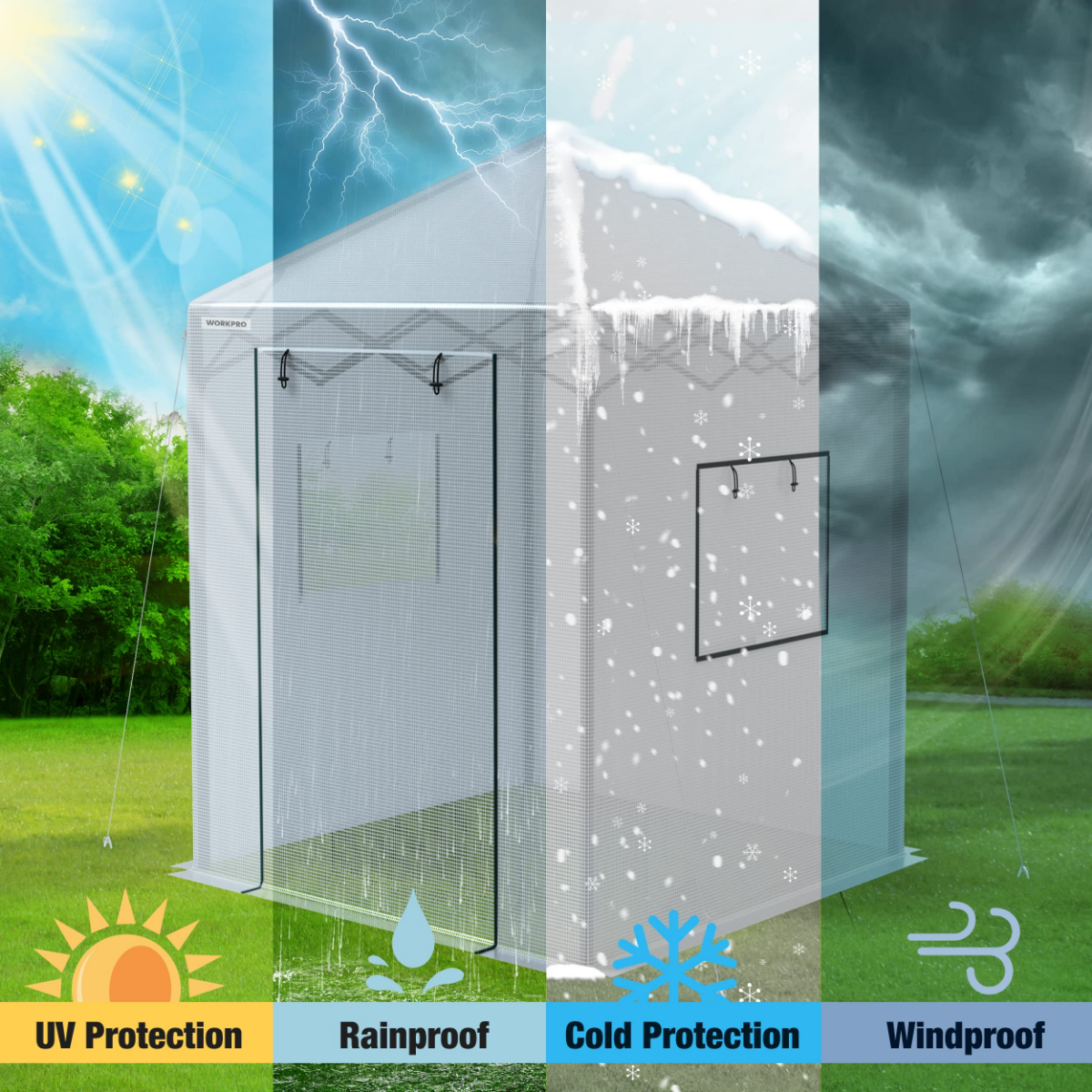 WORKPRO 8'x 6' Portable Walk-in Greenhouse - Image 6