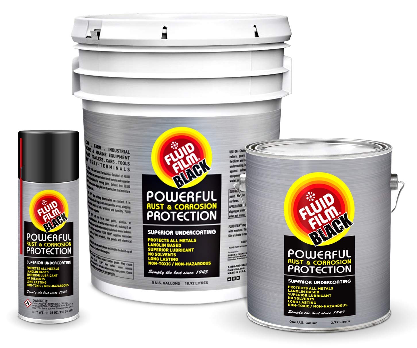Fluid Film Black Non-Aerosol, Long Lasting Corrosion, Penetrant & Lubricant, Anti-Rust Coating, Protects All Metals in Marine and Undercoating in Automotive & Snow-Handling Vehicles, 5 Gallons - Image 4