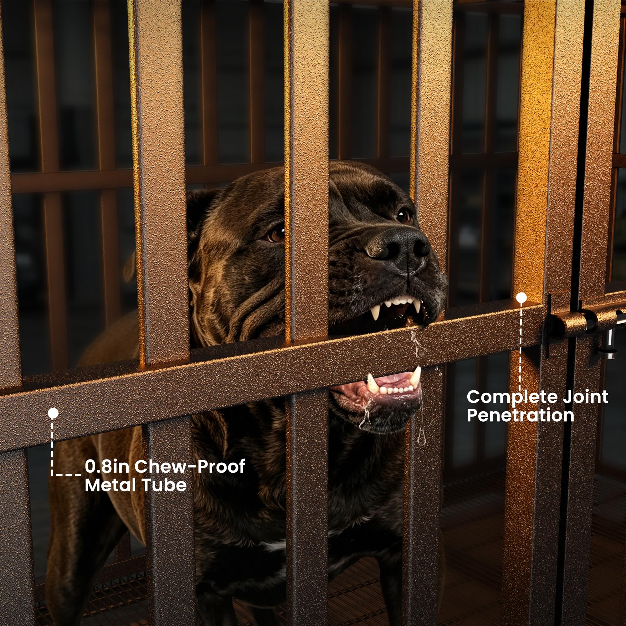 Hiwokk 48 Inch Heavy Duty Dog Crate, Indestructible Kennel for Large Dogs 38-96" for Small to All Breeds Dogs | Escape Proof Latch | Removable Tray | Chew-Proof Steel | Lockable Wheels | Easy-Clean - Image 3