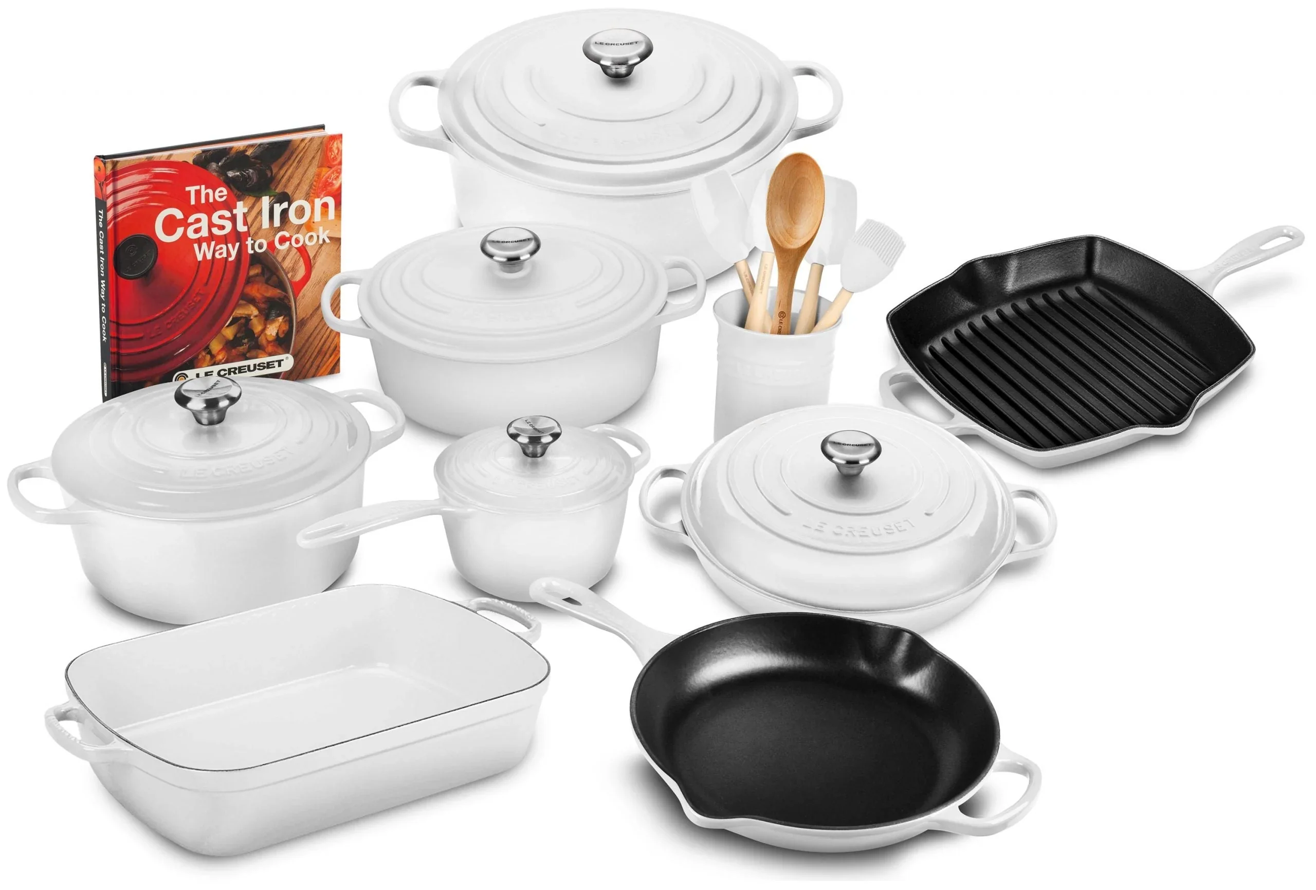 20-piece Signature Cast Iron Cookware Set,10.25′′ Skillet,1.75-quart Saucepan with Lid - Image 7