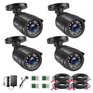 ZOSI 4 Pack 1080P HD TVI Wired Security Cameras, Outdoor Indoor Bullet Cam 80ft Night Vision, IP66 Weatherproof, for 1080P/5MP/4K HD TVI Analog CCTV DVR Home Surveillance System