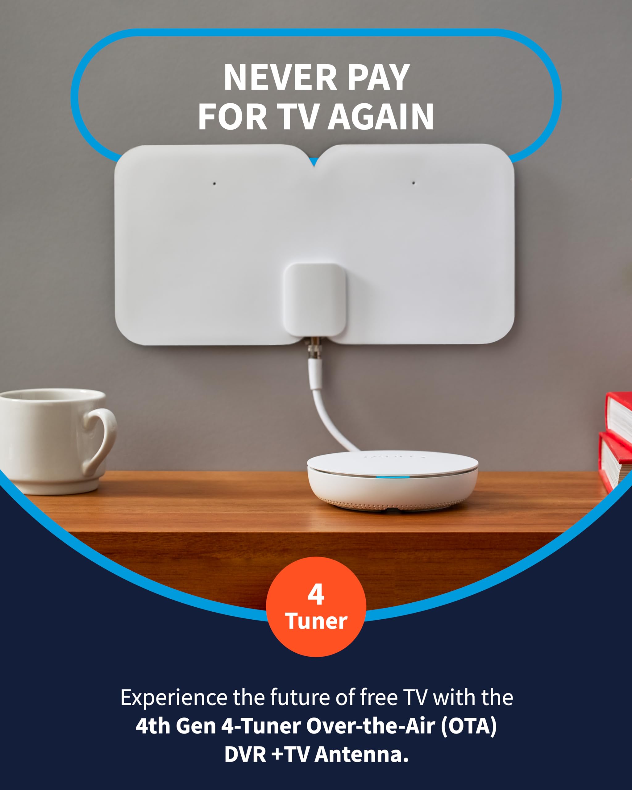 Tablo TV 4th Gen 4‑Tuner Over‑The‑Air DVR + Antenna – No Subscriptions 35-mile range TV Antenna Included | Watch, Pause & Record Live TV | 50+ hrs Storage - Image 2