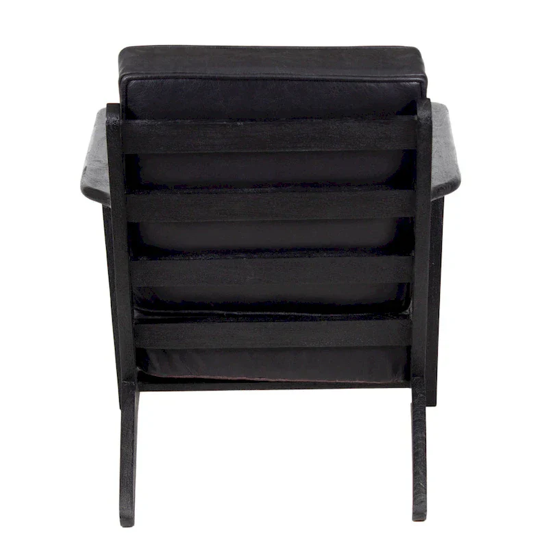 Handcrafted Amber Accent Chair with Slatted Mango Wood, Buffalo Leather Cushions, and Angled Legs - Image 32