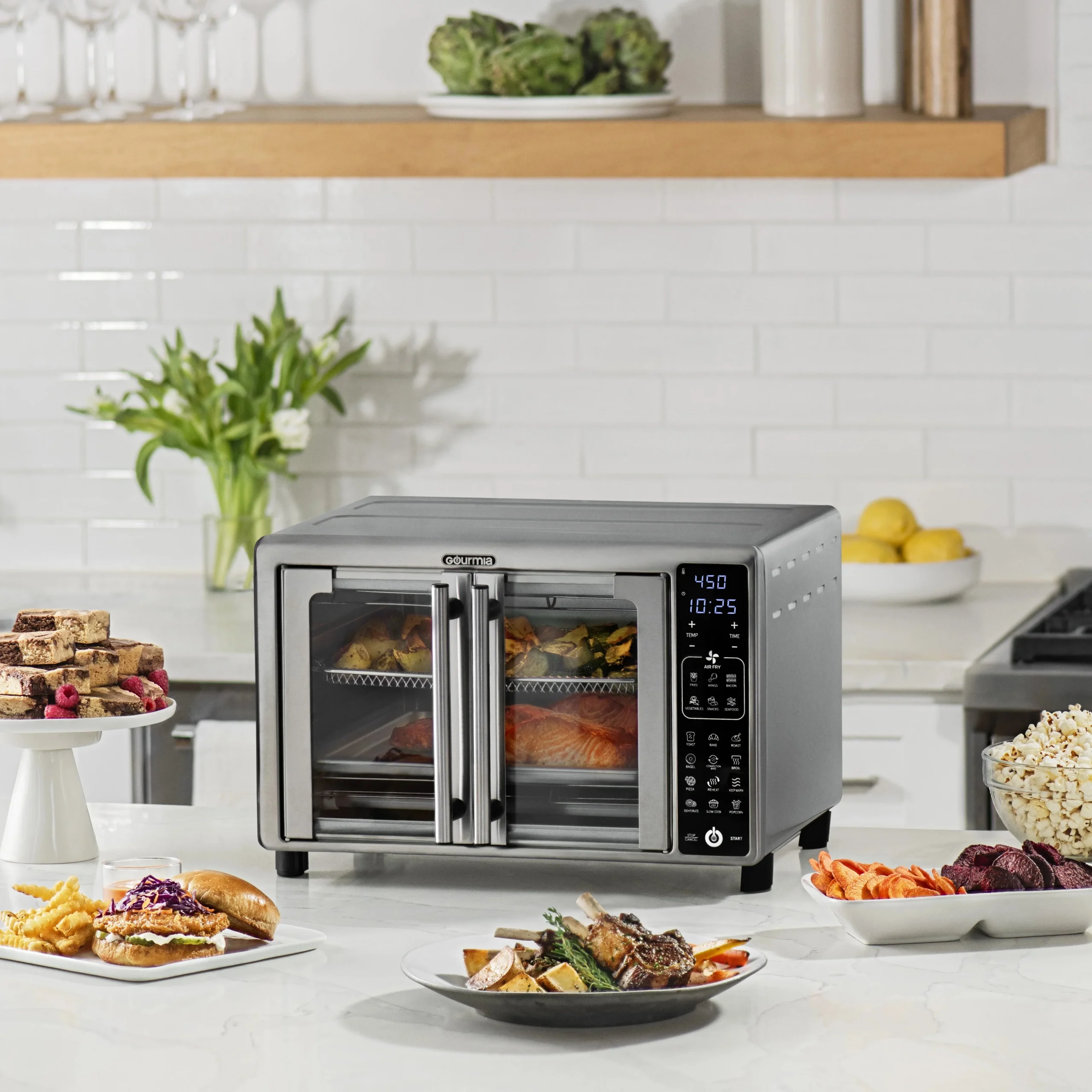 Gourmia French Door Digital Toaster Oven Air Fryer, 6-Slice, 24L, Stainless Steel - GTF2440 - Image 2