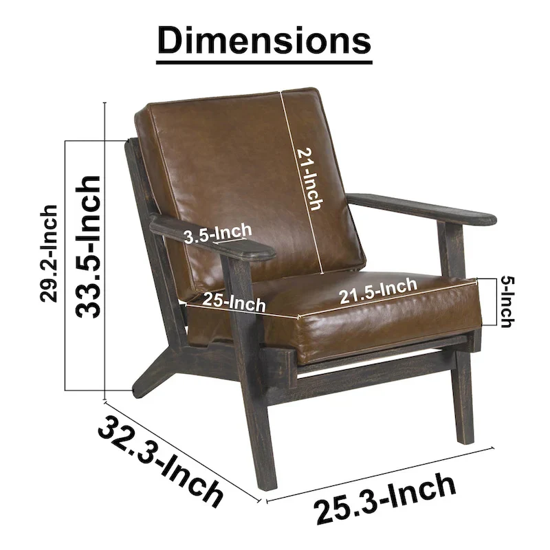Handcrafted Amber Accent Chair with Slatted Mango Wood, Buffalo Leather Cushions, and Angled Legs - Image 25