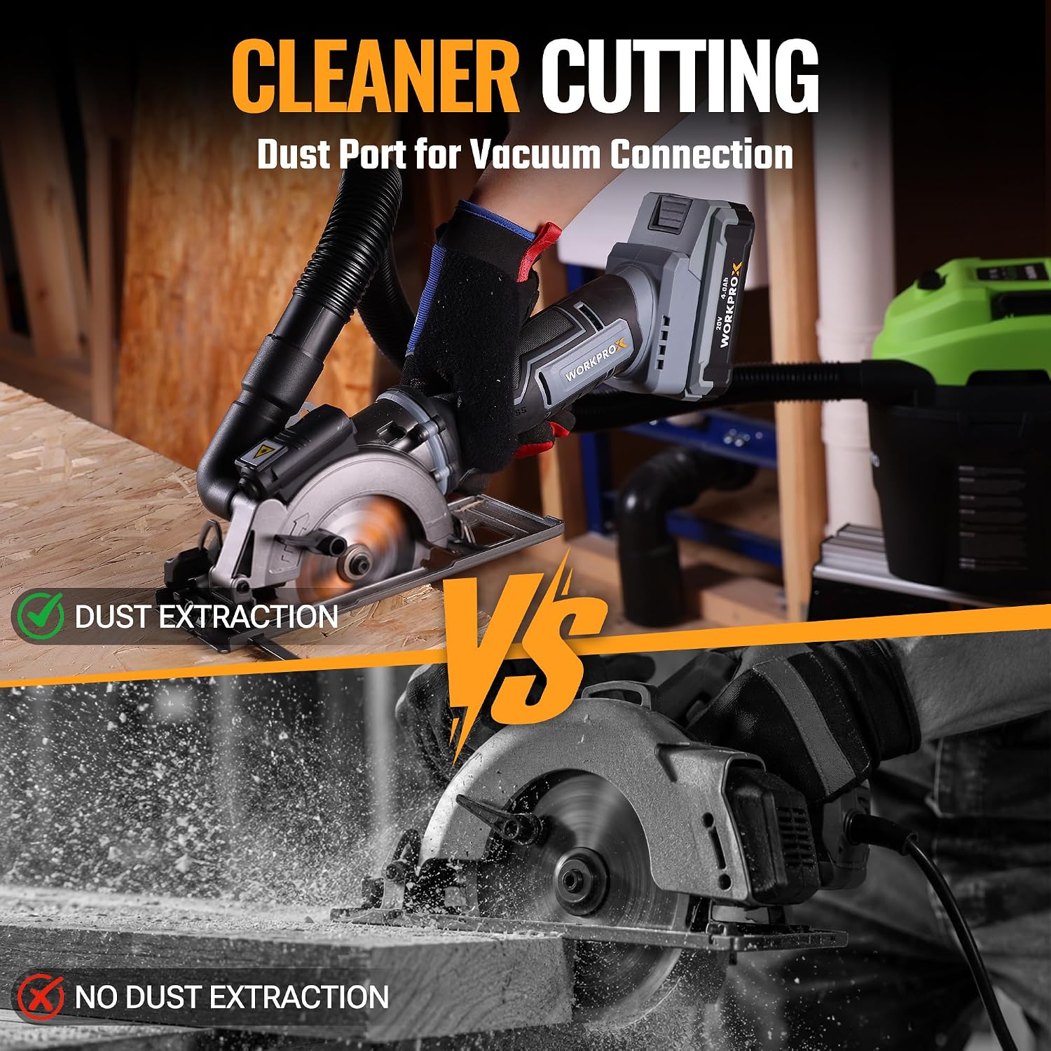 WORKPROX 20V 4-1/2" Cordless Mini Circular Saw with 4.0Ah Battery - Image 6