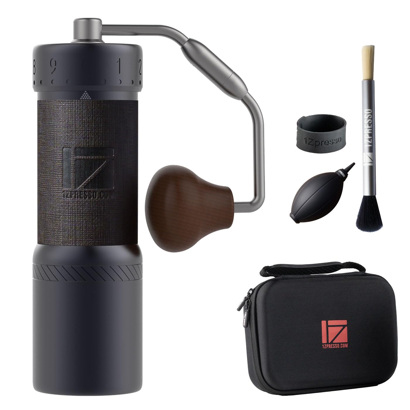 1Zpresso J-Ultra Manual Coffee Grinder Iron Gray, Conical Burr, Foldable Handle, Magnet Catch Cup Capacity 40g, Numerical Adjustable Finely Setting, Faster Grinding Efficiency Ideal for Espresso