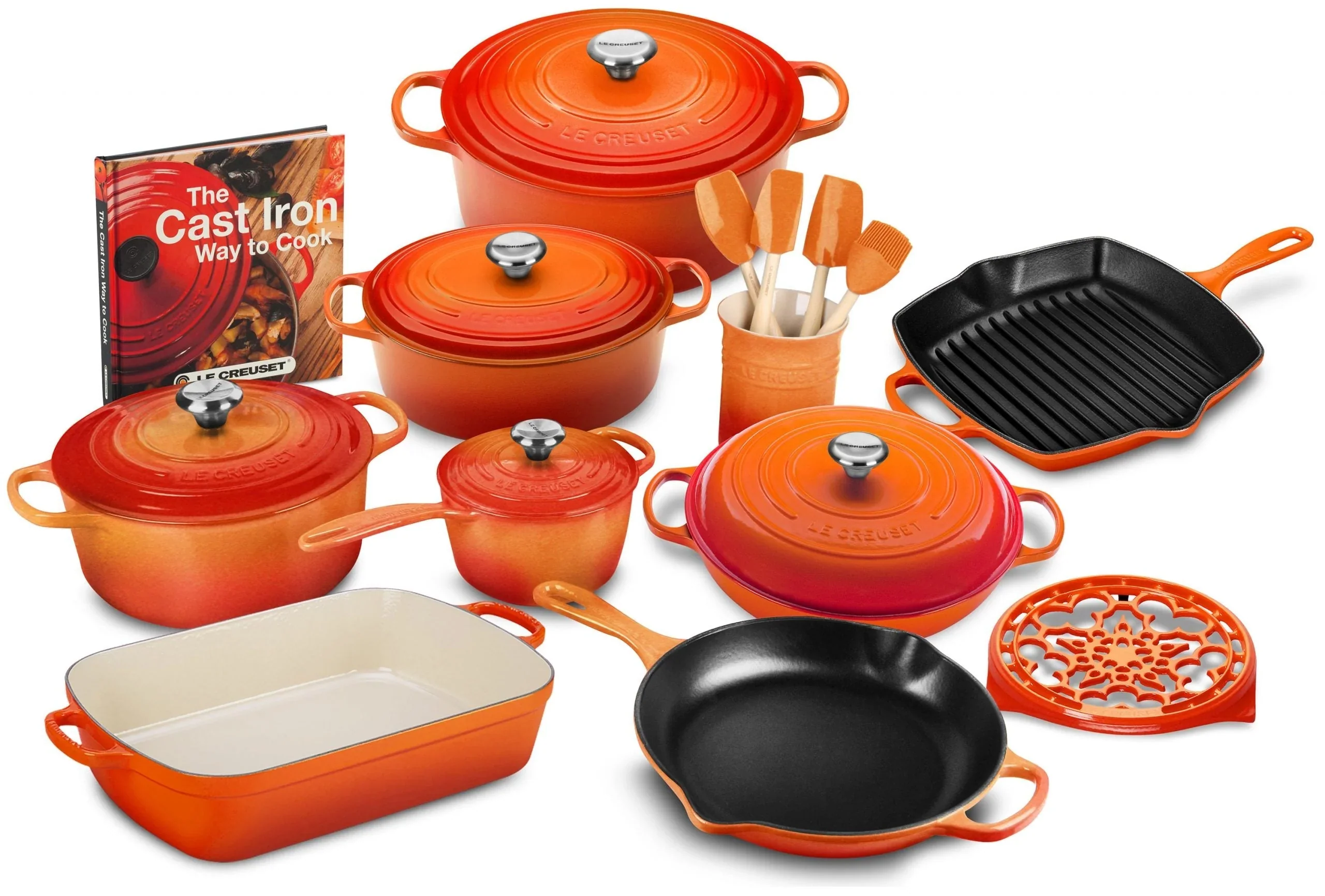 20-piece Signature Cast Iron Cookware Set,10.25′′ Skillet,1.75-quart Saucepan with Lid - Image 5