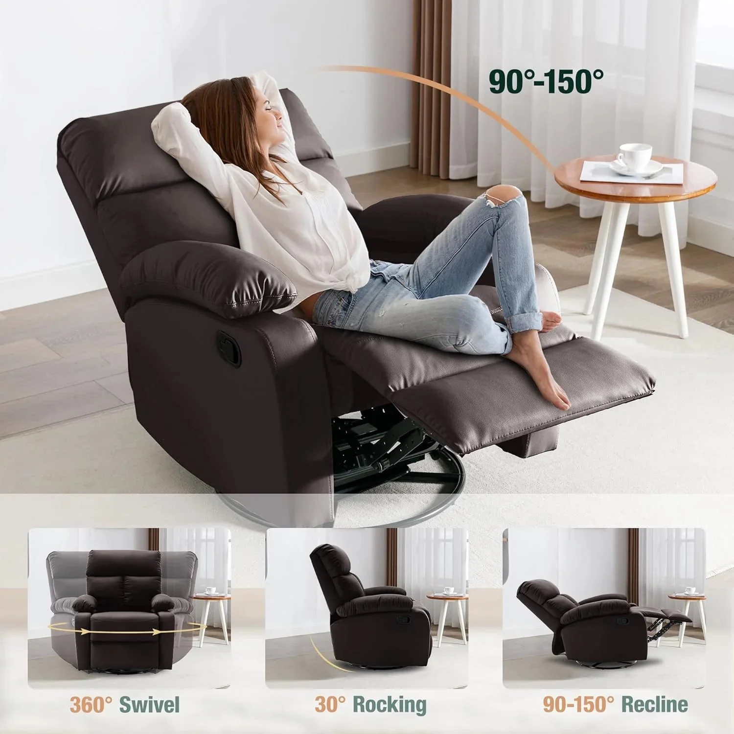 Small Swivel Rocker Recliner Chair for Compact Spaces - Image 18