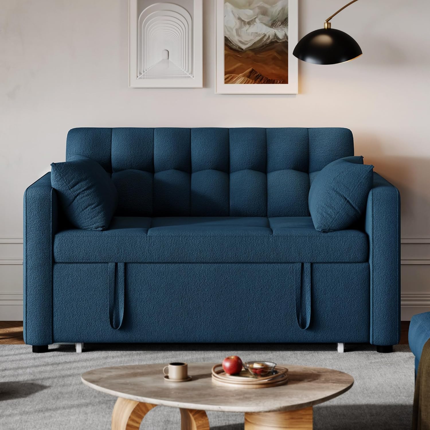 DWVO 3-in-1 Convertible Sofa Bed, 55" Sleeper Sofa with Pull-Out Bed, Cat-Scratch-Proof Fabric Futon Couch with Adjustable Backrest and Side Pocket, Loveseat for Living Room Apartment, Grey - Image 16