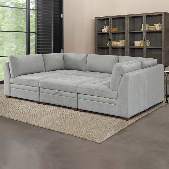 Thomasville Tisdale Fabric Sectional with Storage Ottoman - Image 16