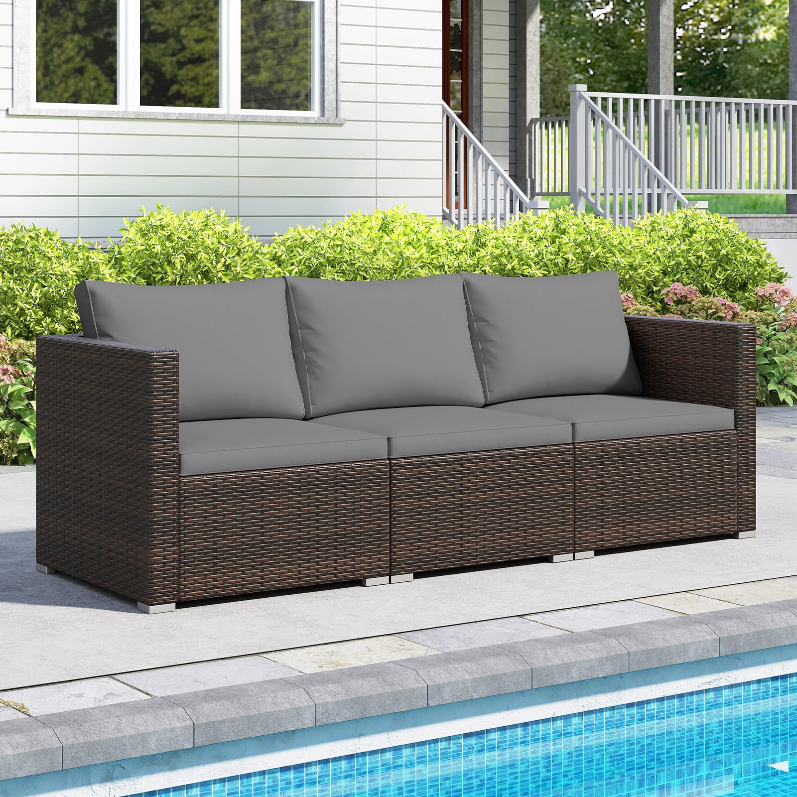 Tangkula 3 Pieces Patio Sectional Sofa Set with Soft Cushions - Image 2