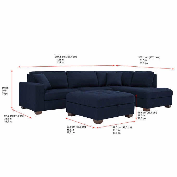 Thomasville Tisdale Fabric Sectional with Storage Ottoman - Image 21
