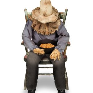 Spirit Halloween 4 Ft 7 In Sitting Scarecrow Animatronic, Multicolor