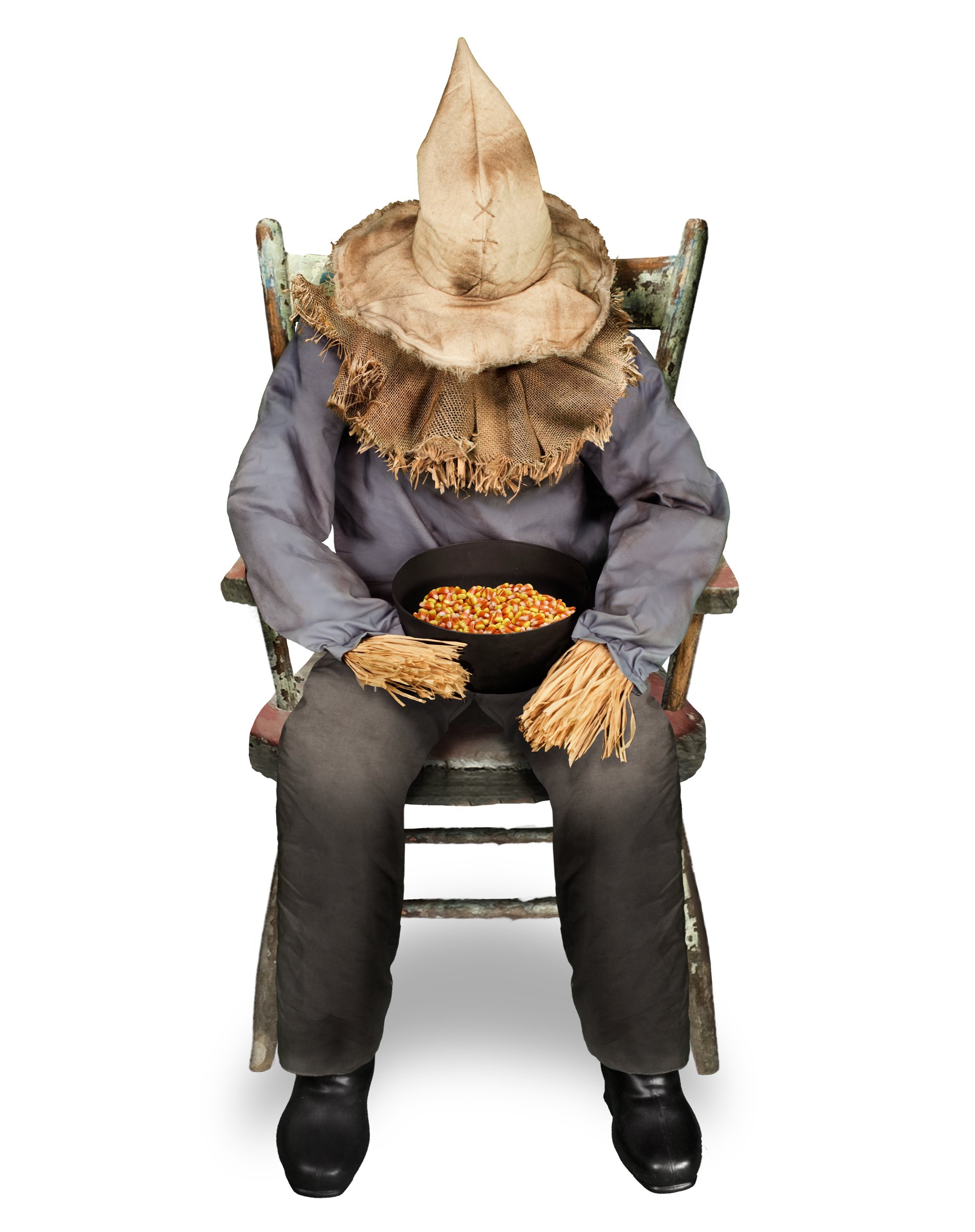 Spirit Halloween 4 Ft 7 In Sitting Scarecrow Animatronic, Multicolor