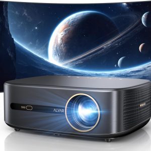 [2500 ANS ＆ 50W] Alvar Outdoor Projector 4K Support with WiFi and Bluetooth dbx-tv Sound, Built in App, DoIby Audio Movie Proyector, HDR10, Auto Focus & Keystone, Smart Projector for Soccer Match